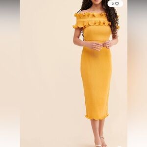 Keepsake by free people Yellow Off-Shoulder Dress